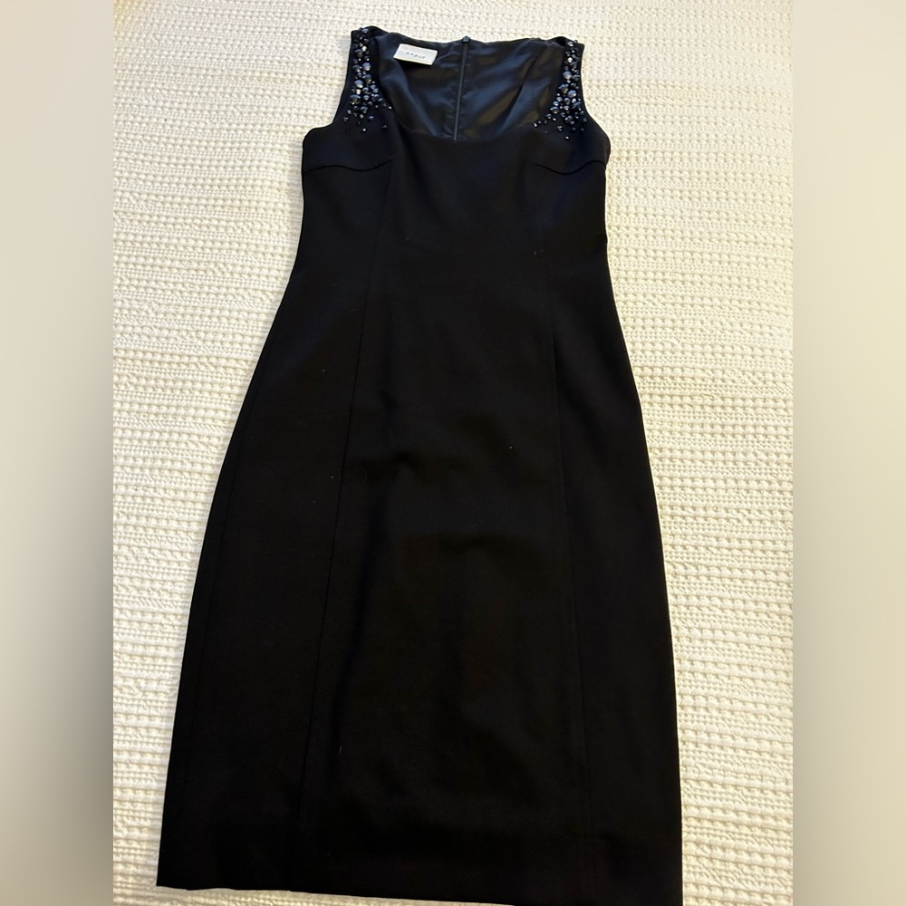 Akris Punto Sleeveless Knit Dress – Black – Beaded Shoulder Detail – Size 4 - Picture 2 of 11